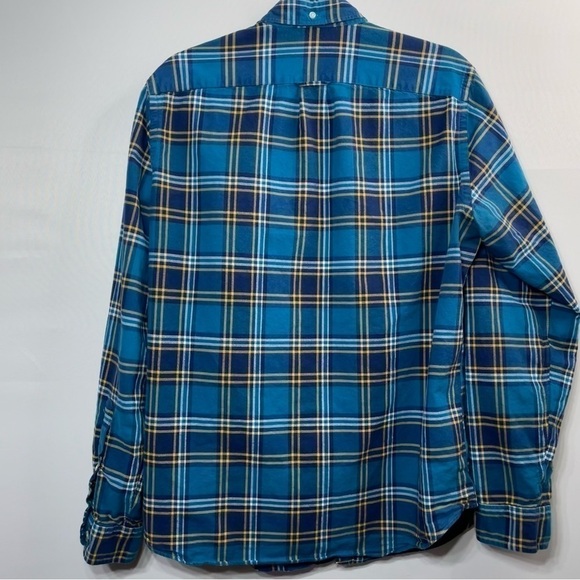 J. Crew Flannel Mens Medium Button Down Oxford Classic Preppy Office Work Teal - Picture 5 of 5